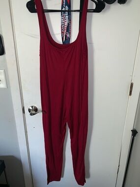 Classic Sleeveless Jumpsuit in Deep Wine Red